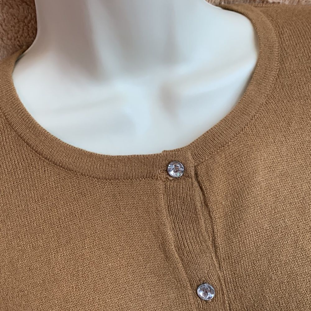 Susan Graver Style QVC Lined Sweater Top Button Down Cardigan M Brown - Picture 4 of 11